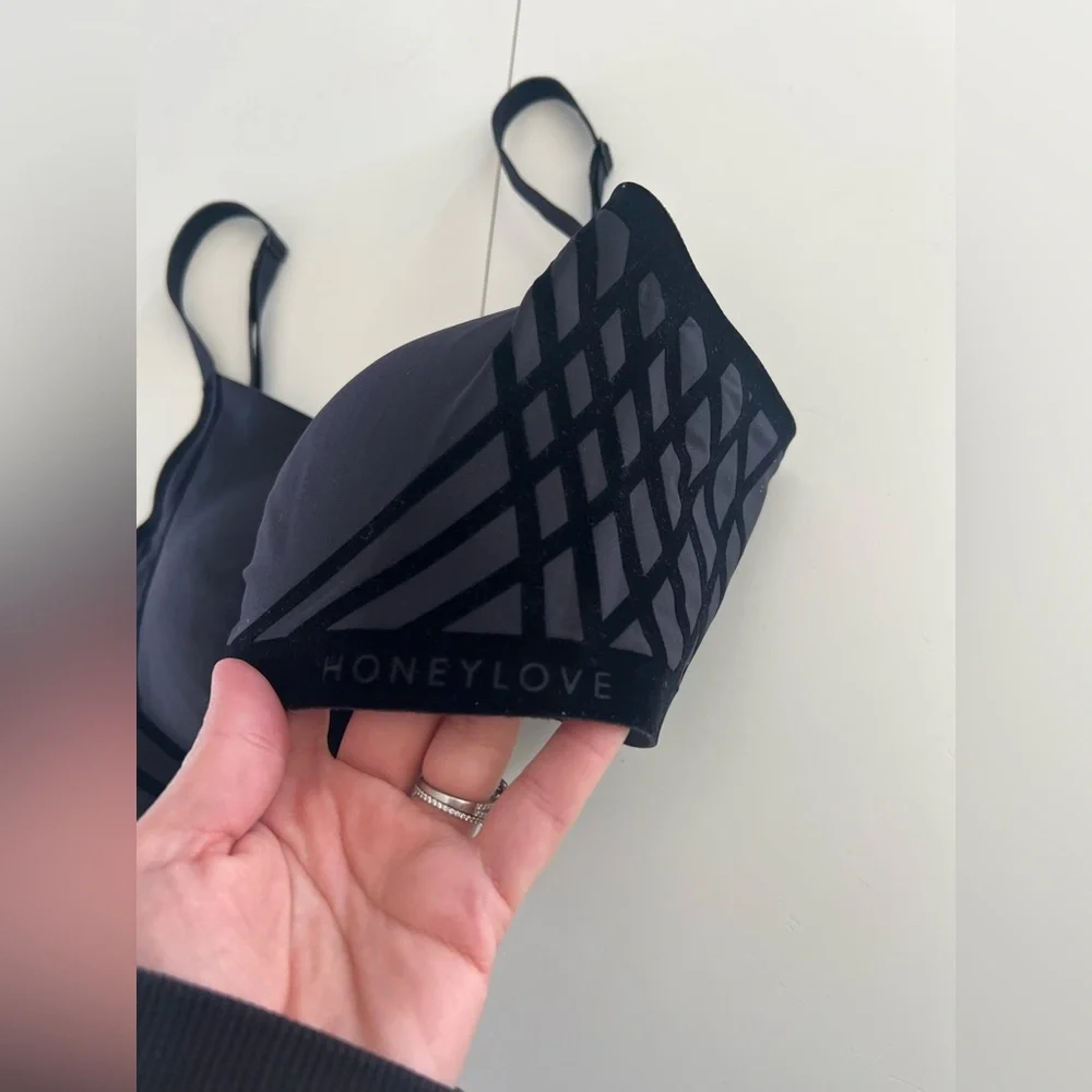 Honeylove Silhouette Wireless Seamless Bra In‎ Black Vamp Size Large